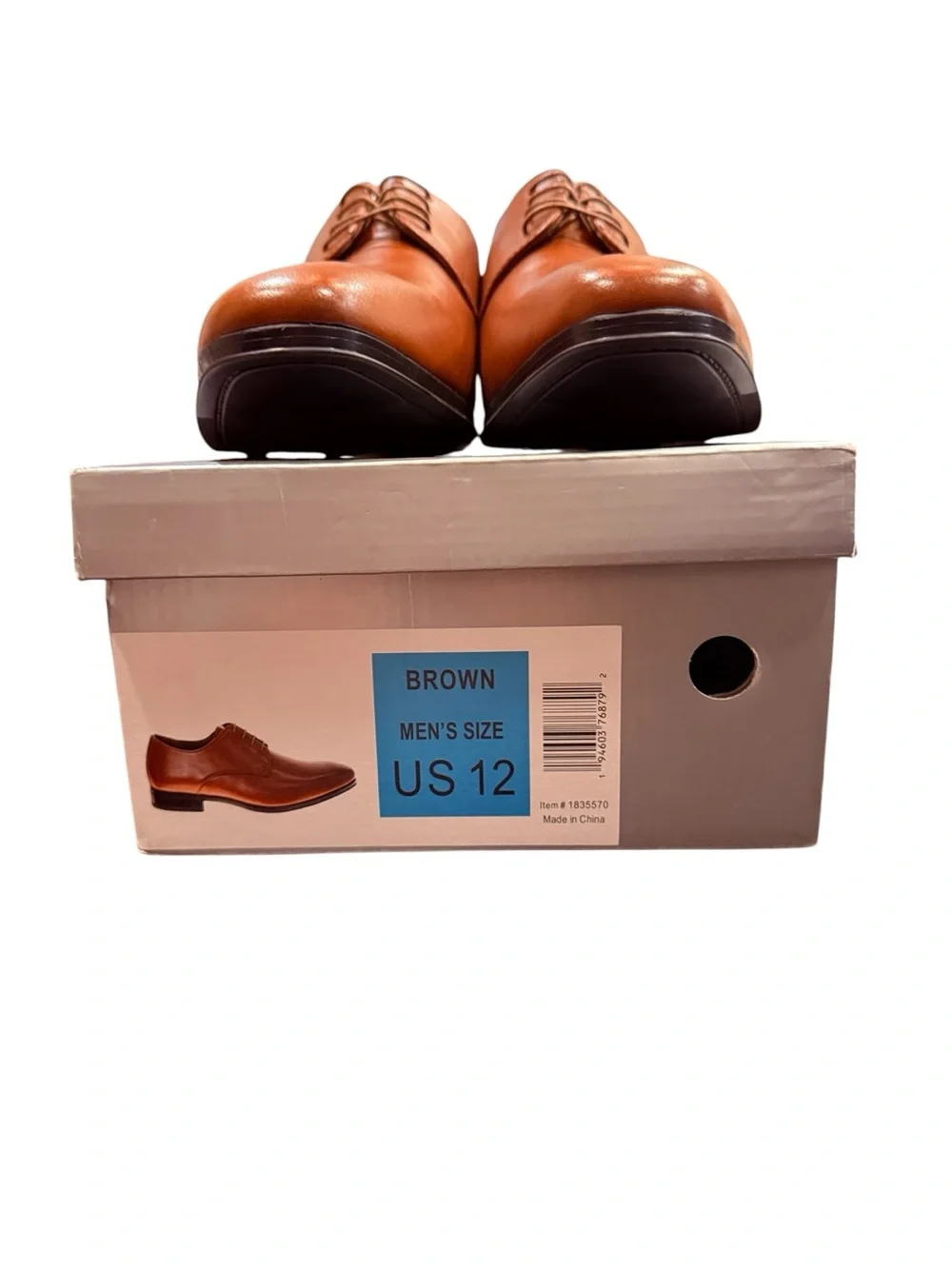 Perry Ellis Men’s Camel Brown Leather Dress Oxford Derby Lace Up Shoes Sz 12
